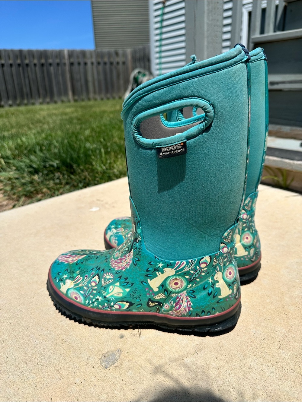 *FLAWED* Bogs | Teal Classic Forest Rain Boots | Size 6 - Picture 4 of 9